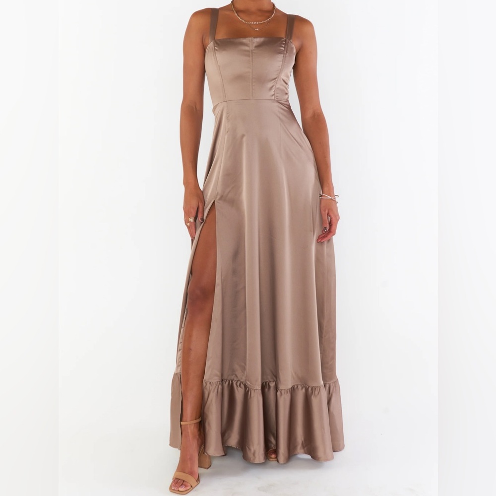 Show Me Your MuMu Clarissa Corset Dress Dune Luxe Satin Women’s Sz XS